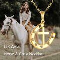 wholesale 14K Gold Horseshoe & Cross with Hearts Pendant Necklace for Women-0-3