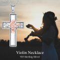 wholesale 925 Sterling Silver Musical Cross Pendant Necklace with Violinist Design for Women Gifts-0-1