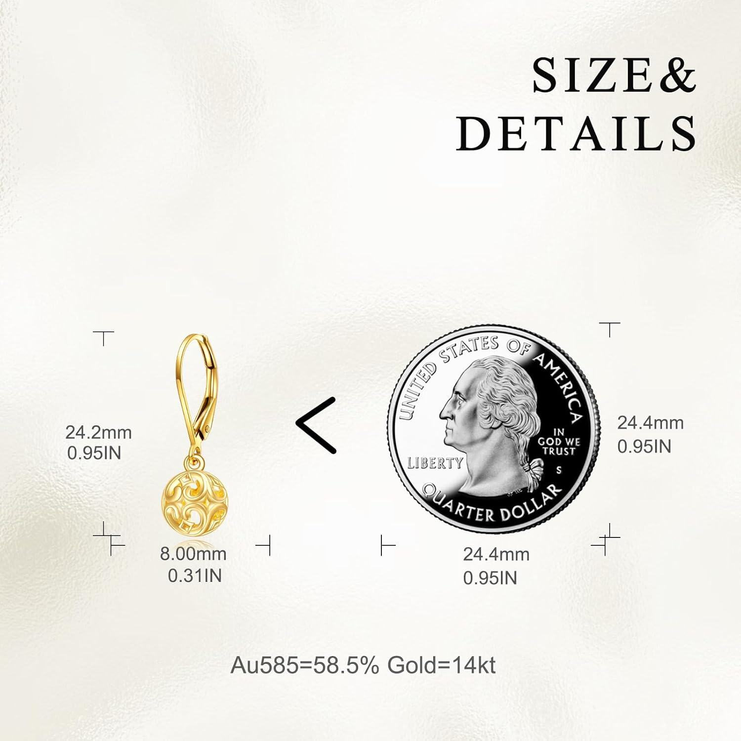 wholesale 14K Gold Sun & Moon Filigree Teardrop Dangle Leverback Earrings-0-5