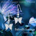 wholesale 925 Sterling Silver Butterfly Dangle Earrings with Small CZ and Enamel for Sensitive Ears Mother's Day Gift for Women & Girlfriend-0-1