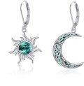 wholesale 925 Sterling Silver Abalone Shell Sun & Moon Dangle Leverback Earrings for Women-0-0