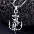 wholesale 925 Sterling Silver Swordfish and Anchor Pendant Necklace with Compass Design-0-3
