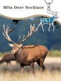 wholesale 925 Sterling Silver Turquoise Inlay Moose Pendant Necklace for Women Men  45cm Chain Length-0-3