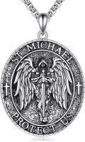 wholesale 925 Sterling Silver Saint Michael Medal Protection Jewelry for Men Women Gift Chain Necklace 45cm Length -0-0