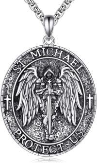 wholesale 925 Sterling Silver Saint Michael Medal Protection Jewelry for Men Women Gift Chain Necklace 45cm Length -St Michael