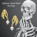 wholesale Sterling Silver Skull Skeleton Hand Drop Earrings Gothic Christmas Jewelry Gifts for Women-0-4