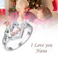 TOUPOP Sterling Silver Rose Flower I Love You Nana Ring-0-1