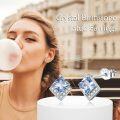 wholesale  Sterling Silver Cubic Zirconia Crystal Birthstone Stud Earrings, March Light Blue-0-4