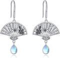 wholesale 925 Sterling Silver Fan-shaped Floral Drop Earrings with Moonstone and Cubic Zirconia-0-0