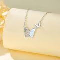 wholesale 925 Sterling Silver Pink Opal Butterfly Pendant Necklace for Women-0-1