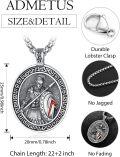 wholesale 925 Sterling Silver Ancient Warrior Amulet Pendant with Red Accents and Greek Key Design on 24+2mm Rolo Chain-0-1