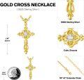 wholesale Gold 925 Sterling Silver Cubic Zirconia Cross Pendant Necklace for Women Mom Faith Gift-0-3