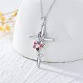 wholesale  Sterling Silver Stone Cross Necklace for Women I Love You Religious Jewelry Gift for Mother Daughter -0-4