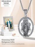 wholesale 925 Sterling Silver Virgin Mary Medal Necklace for Women Men Catholic -0-5