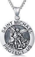 wholesale 925 Sterling Silver Saint Michael Protect Us Medal Necklace Catholic Religious Coin Pendant Gift for Men-0-0