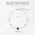 wholesale 925 Sterling Silver Blue Stone Beaded Anklet with Stars and Moons - Adjustable Size s for Women-0-4