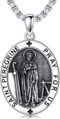 wholesale 925 Sterling Silver  Saint Peregrine Medal Pendant Necklace for Women-0-0