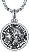 wholesale 925 Sterling Silver Oxidized Matte Orthodox Saint Pendant Necklace for Men & Women-0-0