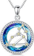 wholesale 925 Sterling Silver Blue Crystal Star Constellation Pendant Necklaces for Women Astrology Gifts-0-0
