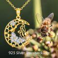 wholesale 925 Sterling Silver Moon & Bee Honeycomb Daisy Flower Pendant Necklace for Women -0-4