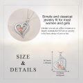 wholesale 925 Sterling Silver Double Heart with Pink Rose Pendant Necklace Gift for Her-0-3