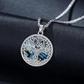 wholesale 925 Sterling Silver Tree of Life Round Pendant with Abalone Shell Inlay and Arabic Calligraphy for Men Women - Islamic Muslim s-0-2