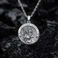 wholesale 925 Sterling Silver Saint Christopher Protect Us Pendant with Jesus and Child Design on Round Medallion & 3mm Cable Chain for Men Women Boys Girls (Oval)-0-3