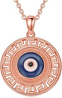 wholesale Rose Gold 925 Sterling Silver Evil Eye Pendant Necklace - Blue Stone Protection s for Women-Rose Gold