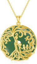 wholesale 14K Gold Sterling Silver Jade Tree of Life Necklace for Women-0-0