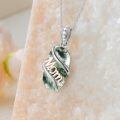 wholesale 925 Sterling Silver Mom Moss Agate Pendant Necklace Two Tone Rose Gold-0-22