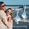 wholesale 925 Sterling Silver Blue Moonstone Spiral Drop Earrings with Leverbacks for Women and Teen Girls-0-5