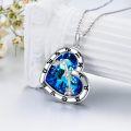 wholesale 925 Sterling Silver Blue Crystal Heart Zodiac Constellation Pendant Necklace-0-3