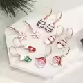 wholesale 925 Sterling Silver Mitten Dangle Earrings Wholesale with Red and Green Enamel for Women-0-4