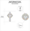wholesale 925 Sterling Silver Cross Pendant with Opal Stones - Celtic Knot Design Necklace s for Women (Christmas)-0-3