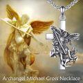 wholesale 925 Sterling Silver Saint Michael Archangel Cross Pendant Necklace for Men & Women-0-2