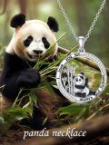 TOUPOP Sterling Silver Panda Necklace Bamboo Heart Pendant-0-4