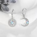 wholesale 925 Sterling Silver Moonstone & CZ Sun Moon Earrings, Hypoallergenic Leverback, 15mm & 14mm, Gift for Women-0-2