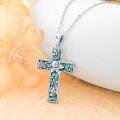 wholesale  Sterling Silver Turquoise Cross Necklace with Birth Flower Pendant -0-24
