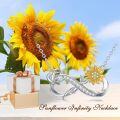 wholesale Gold-Plated 18K 925 Sterling Silver Natural Diamond Infinity Sunflower Pendant Necklace-0-2