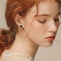wholesale 925 Sterling Silver Black Stone Stud Earrings Minimalist Design Elegant And Classic Jewelry-0-1