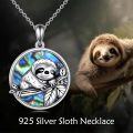 wholesale 925 Sterling Silver Sloth Necklace with Abalone Shells for Women, Adjustable Chain, Nature-Inspired Jewelry Gift-0-4