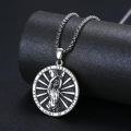 wholesale 925 Sterling Silver St Sebastian Athletes Medal Pendant with Soccer Ball Charm for Men Women Catholic s 47mm Diameter-0-4