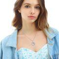 wholesale 925 Sterling Silver Blue Opal Handprint Pendant Necklace for Women - Human Rights s-0-4