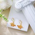 wholesale Gold Plated 925 Sterling Silver Hypoallergenic Orange Crystal Stegosaurus Dangle Earrings for Women-0-4
