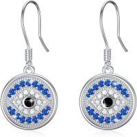 wholesale 925 Sterling Silver Blue Crystal Evil Eye Drop Earrings Turkish Amulet Jewelry for Women Girls Gifts-Eye1