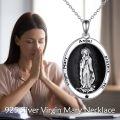 wholesale 925 Sterling Silver Virgin Mary Angel Protect Me Religious Medal Necklace Catholic s for Men & Women-0-1