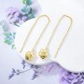 wholesale 925 Sterling Silver Bee Honeycomb Threader Earrings for Women Zirconium Long Chain Dangle Earrings for Girls Birthday Anniversary Gift-0-1