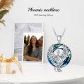 wholesale 925 Sterling Silver Blue Crystal Phoenix Pendant Necklace for Women Girls  45cm Chain Length-0-4