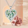 TOUPOP Silver Peridot Celtic Heart Necklace Crystal Jewelry Gift-0-2
