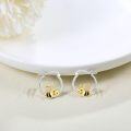 wholesale 925 Sterling Silver Gold Plated Smiling Bee Ladybug Hoop Earrings for Women Gift-0-2